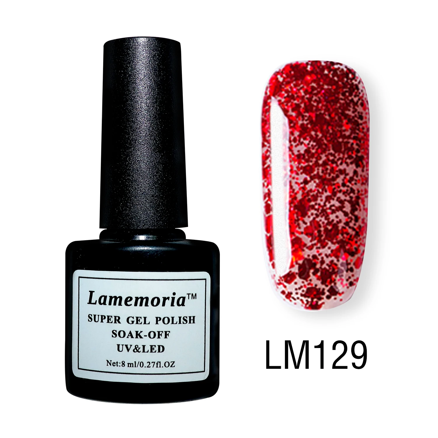 LM129 Lamemoria 8 мл голографический Блестящий Гель-лак для ногтей Блестящие Блестки УФ-гель лак лазер замочить от УФ гель для ногтей маникюр Базовое покрытие - Цвет: LM129