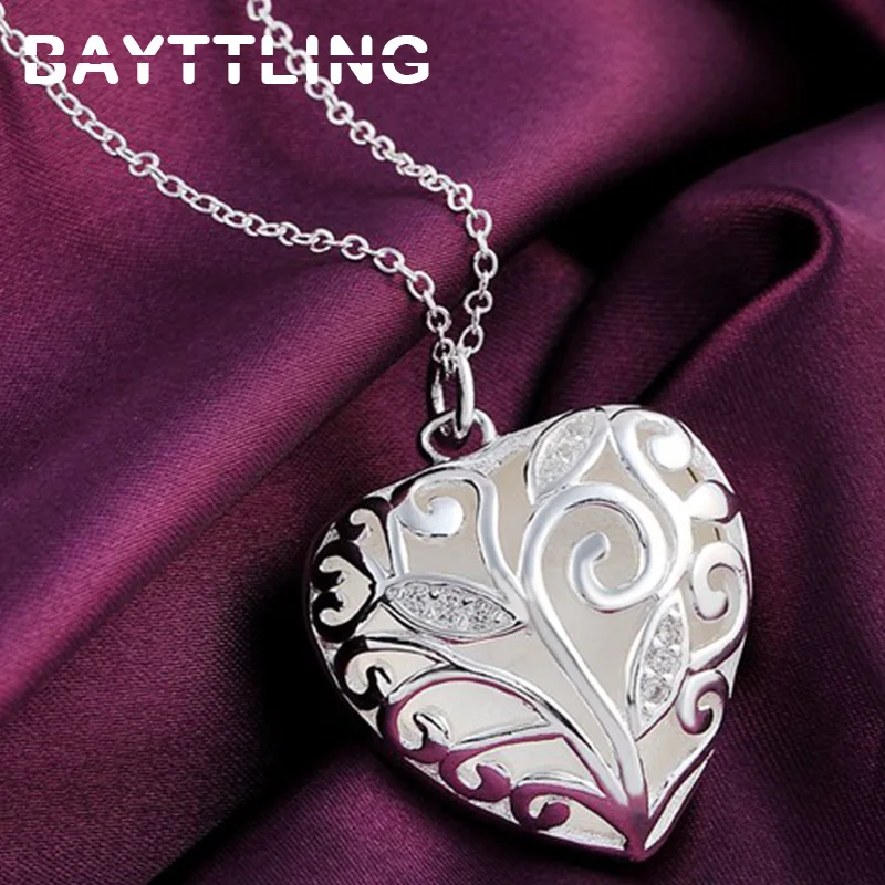 

BAYTTLING Hot Selling 925 Sterling Silver 18 Inch Elegant Hollow Heart Pendant Necklace For Woman Fashion Charm Jewelry Gift