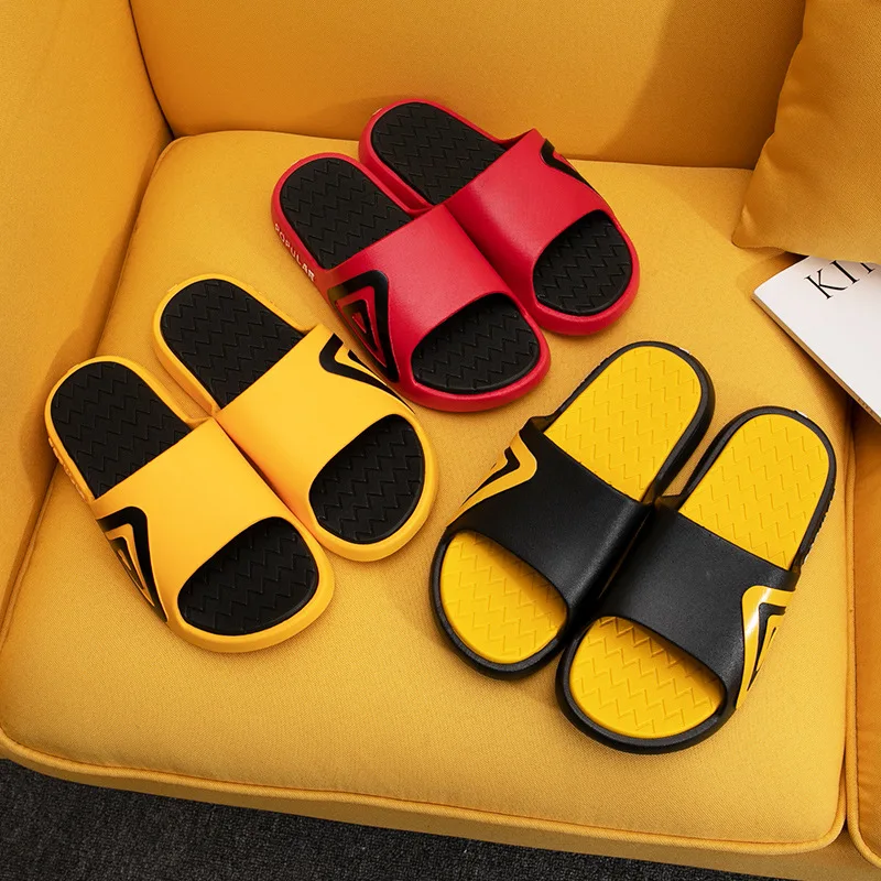 Мужские Пляжные шлепанцы Летние сандалии Простые домашние для пар Нескользящая