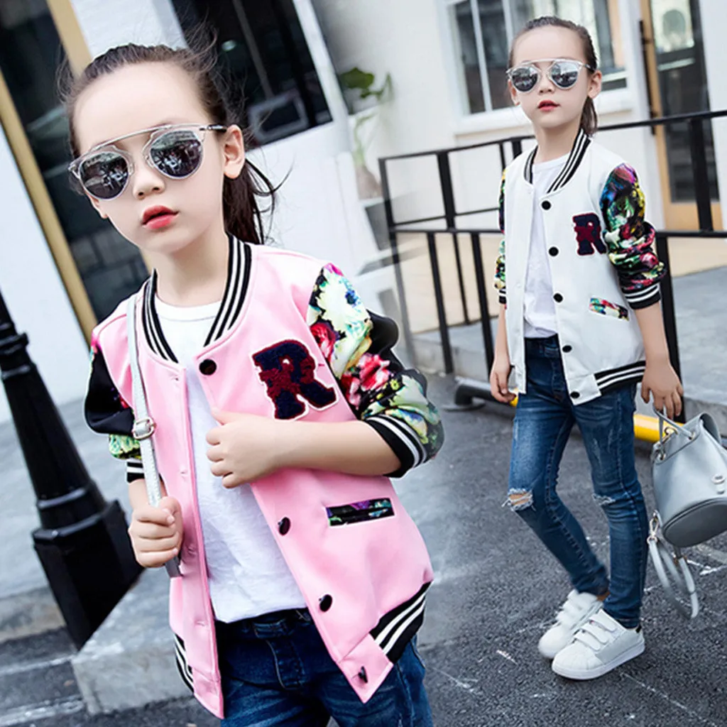 Свитер для девочек свитер с длинными рукавами и цветочным принтом однобортная