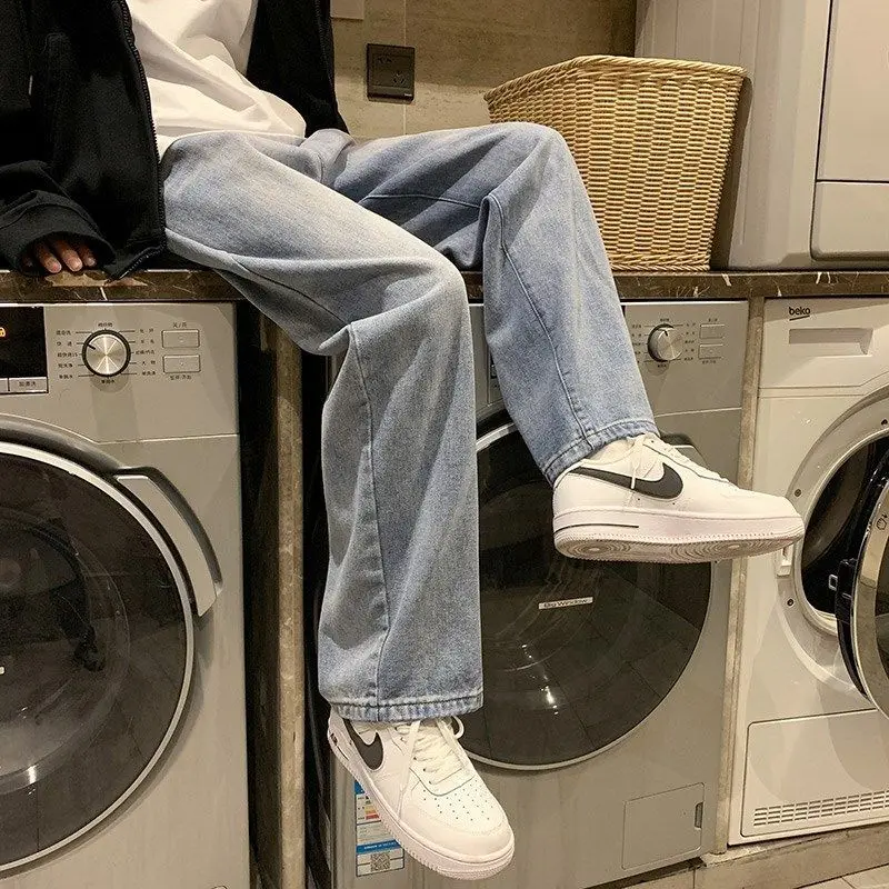 

Men Jeans Male Autumn Trousers Solid Wide Leg Baggy All-match Korean Trendy Ulzzang Chic Streetwear Hip-hop Cozy High Quality BF