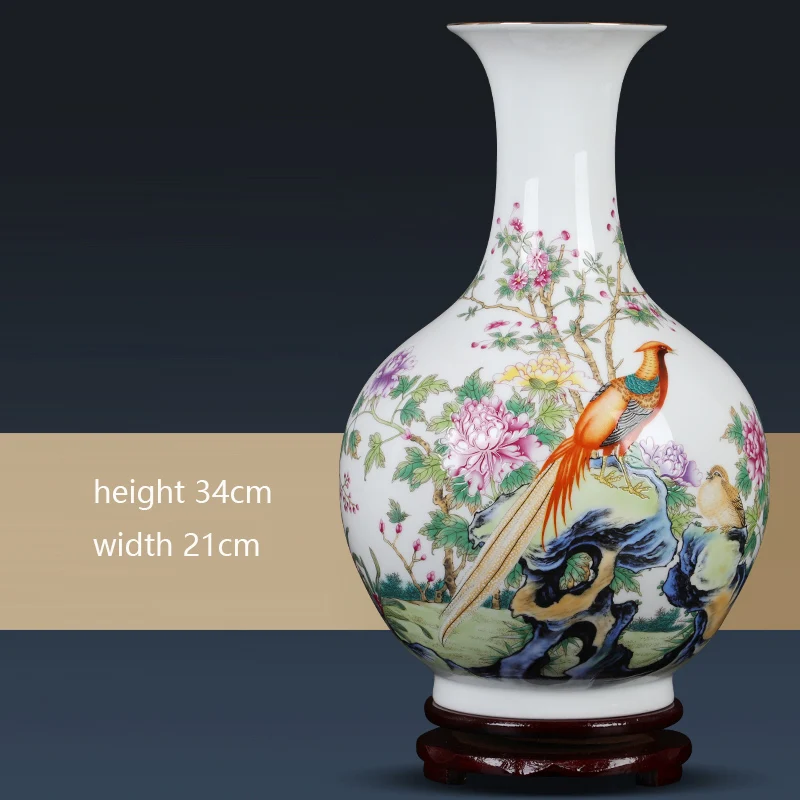 Керамическая ваза Jingdezhen в стиле ретро с пионами Цветочная композиция для