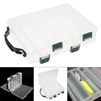 pvc double side fishing tackle box 10 compartments shrimp minnow crank fishing lure storge case transparent color with handle