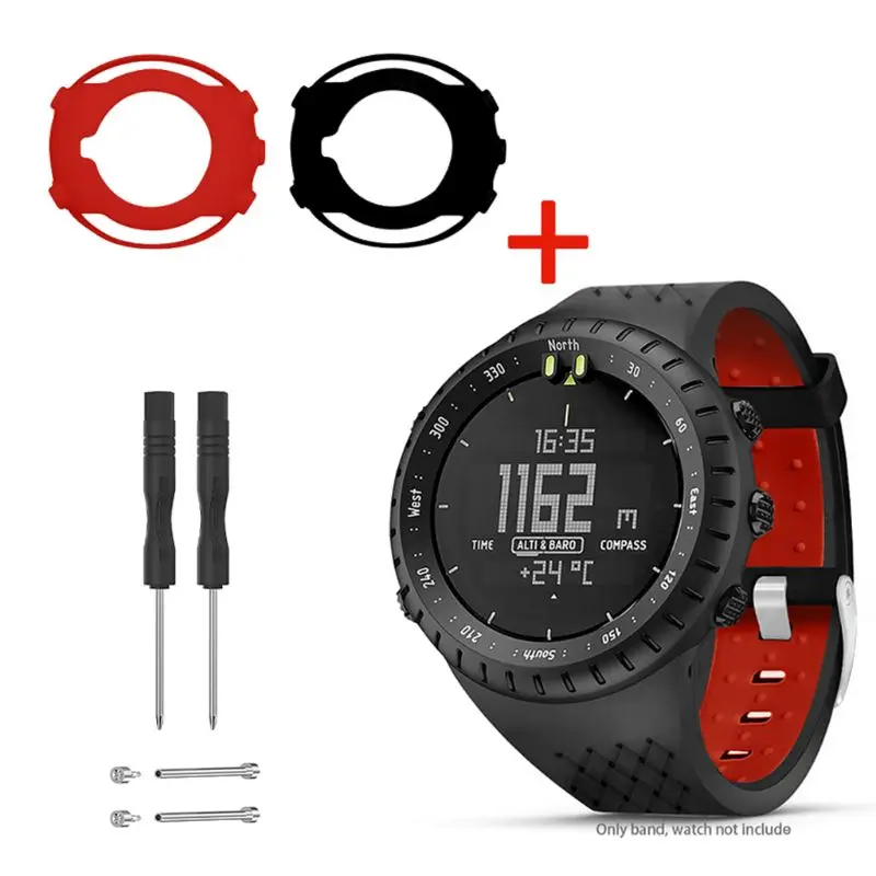 

1Set Two-tone Soft Silicone Watchband Wrist Strap Anti-Scratch Watch Case Screen Protector for suunto Core Smart Watch