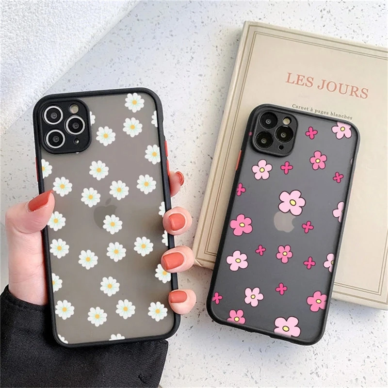 

Fashion Colorful Matte Flowers Lens Protection Case For iPhone 11 12 13 Pro Max X XR XS Max 7 8 Plus 12 mini SE 2020 Back Cover
