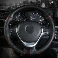 diy braid embossed hand stitched car steering wheel cover universal leather automotive 38cm fashion style steering wheel black