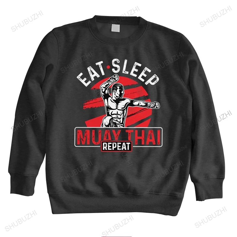

Забавная брендовая толстовка с надписью Eat Sleep Repeat Muay Thai, хлопковые толстовки с капюшоном для кикбоксинга, худи для тайского бокса, товарный ...