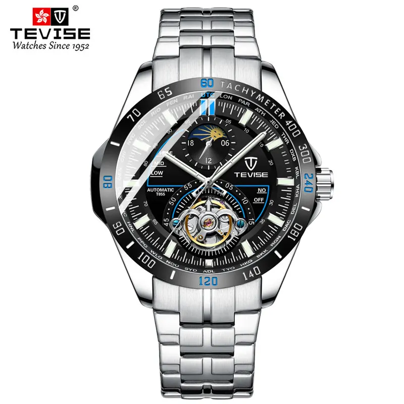 TEVISE механические часы мужские лучший бренд класса люкс Tourbillon водонепроницаемые