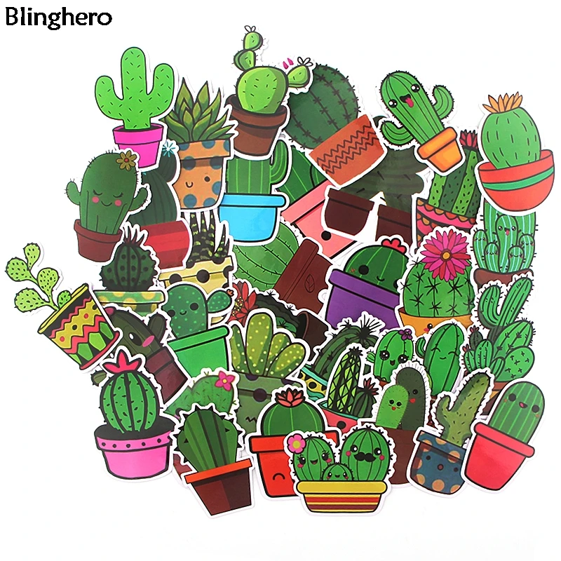 Blinghero Наклейки С КАКТУСОМ 36 шт./компл. Kawaii наклейки "растения" скейтборд ноутбук Чемодан наклейки на ногти наклейки на холодильник в BH0088
