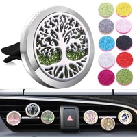 new detachable car air diffuser locket tree of life stainless steel vent freshener car essential oil diffuser perfume necklace