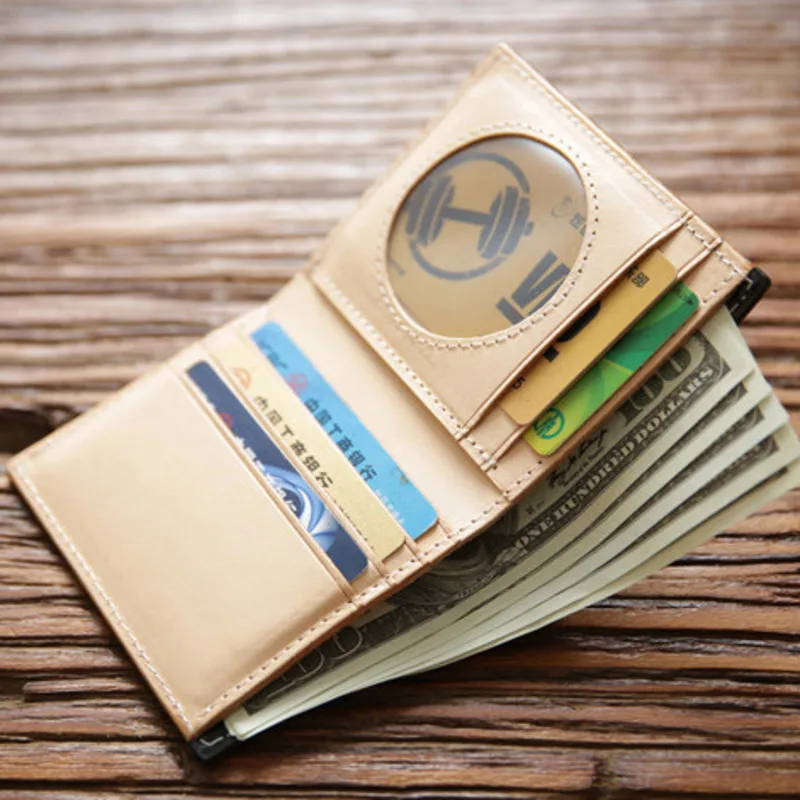 

Hand Made Vegetable Tanned Leather Wallet Men's Short Head Leather Simple Wallet Student Leather Men's Wallet Purse Card Bag