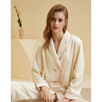 maison gabrielle velvet lined pajamas set autumn winter two piece womens loungewear luxury double breasted long sleeved