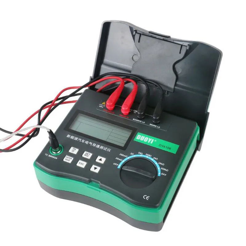 

DY4106 Digital Automotive Circuit Resistance Tester Electrical Car Test Micro ohm Meter 10u-200k With Temperature Sensor