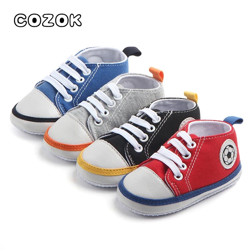 

COZOK Baby Canvas Shoes Sneakers Girls Boys Baby Sneakers Leather Soft Sole Flat Shoes Baby Striped Sports Casual Shoes