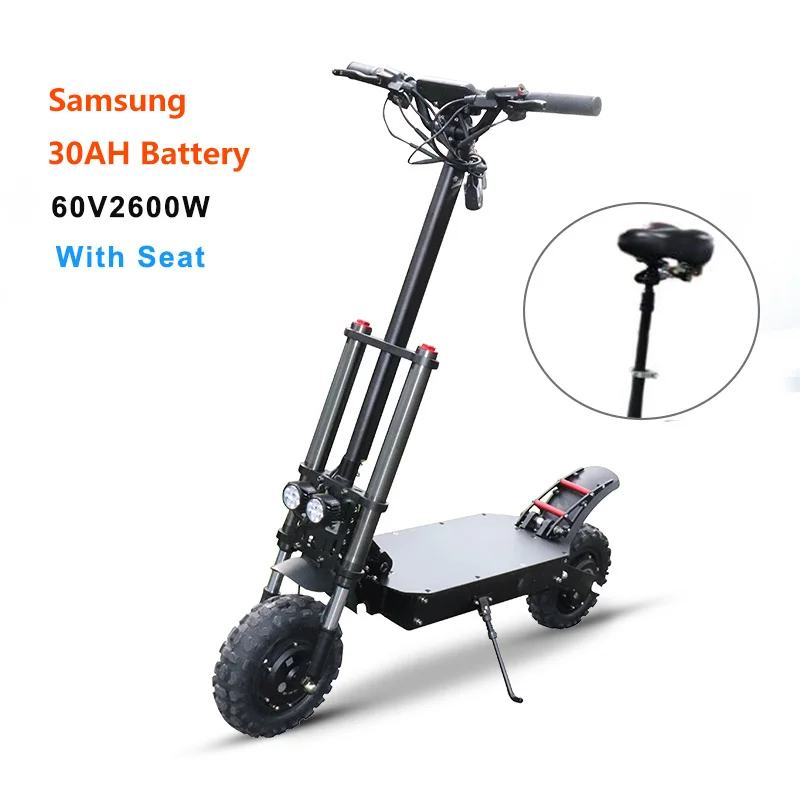 JS 3200 Вт Электрический скутер для взрослых с сиденьем samsung 35AH аккумулятор складной Ховерборд Fat Tire электрический самокат e скутер - Цвет: 2600W SAM30AH seat
