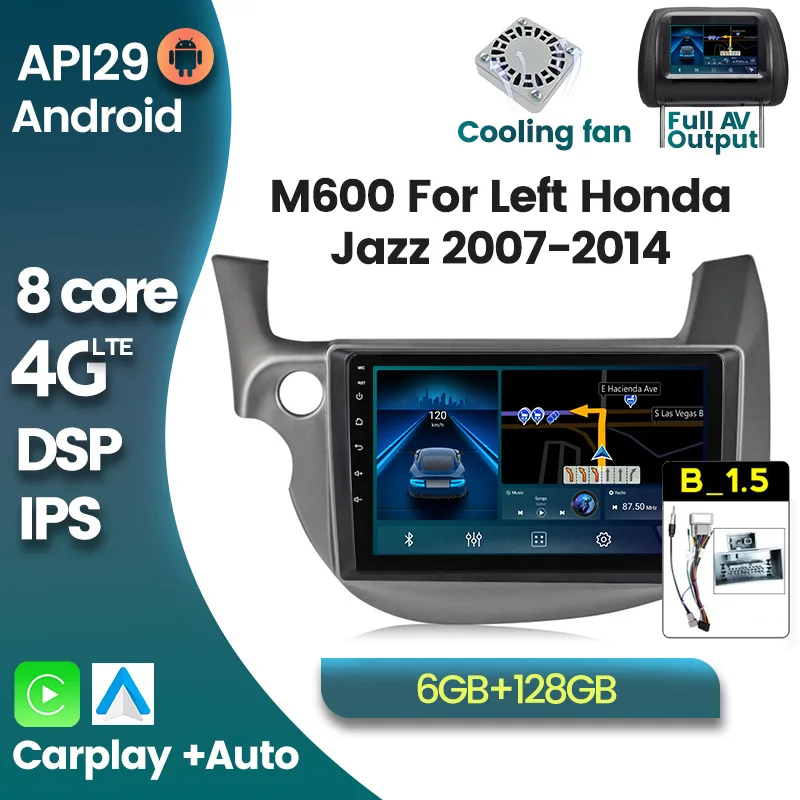 1280*720 IPS экран Android 10 4G LTE для левой HONDA FIT JAZZ 2007 2014 Автомагнитола мультимедийный