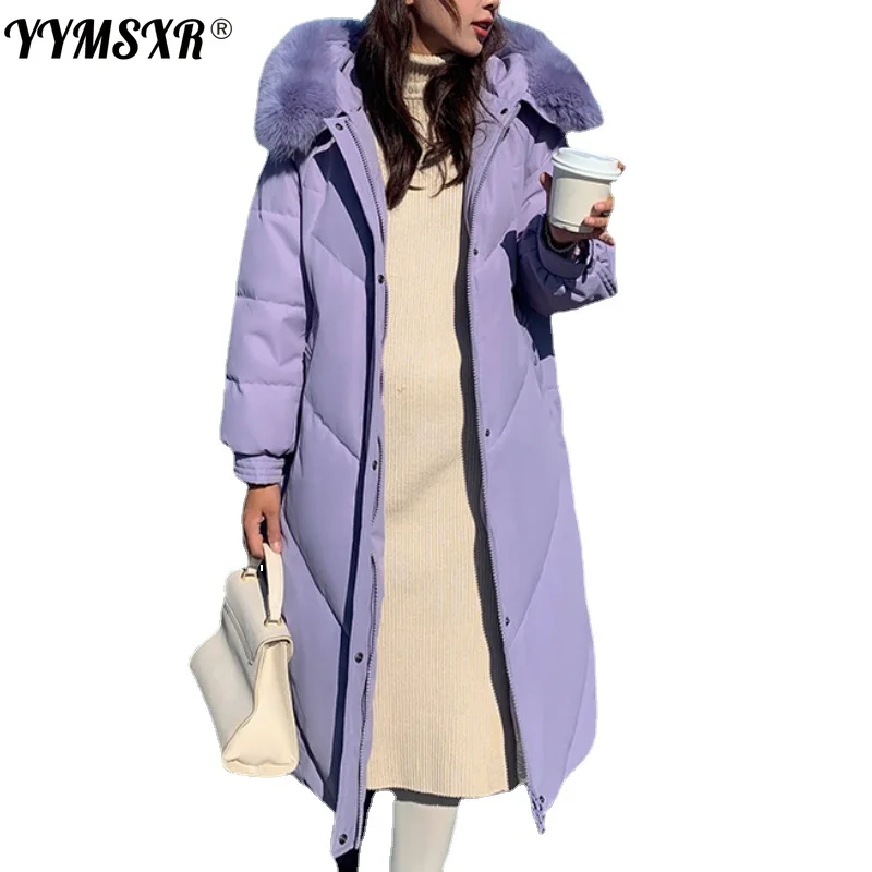 Winter Women's Cotton Coat Long 2022 New Korean Style Fashion Slim Warm Down Cotton Hooded Ladies Jacket Long Sleeve Temperament