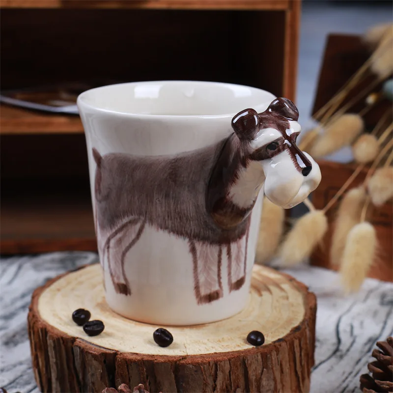 

New Design Creative Ceramic 3D Mug,coffee Milk Puer Tea Mugs 3D Animal Shape Hand Painted Animals Giraffe Cow Monkey Cup Gift