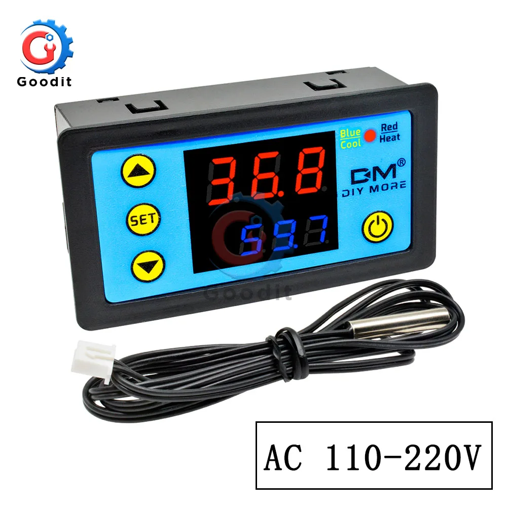AC 110-220V W3231 цифровой дисплей контроль температуры Лер термостат Интеллектуальный Термометр контроль DC12V 24V AC 110~ 220V+ NTC модуль датчика - Цвет: AC 110-220V