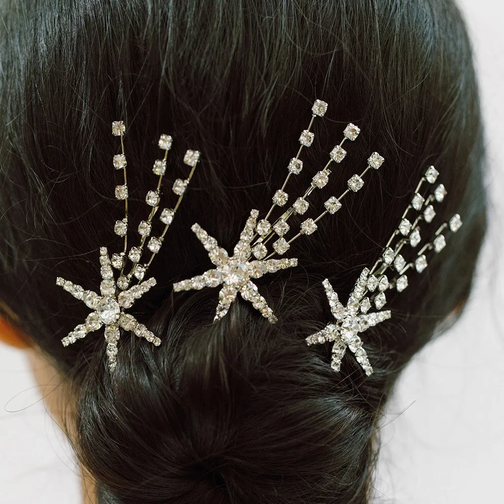 

Rhinestone Shiny Star Tassel Hair Clips Accessories Wedding Hair Jewelry for Women Luxury Crystal Hair Pins Barrettes Headwear
