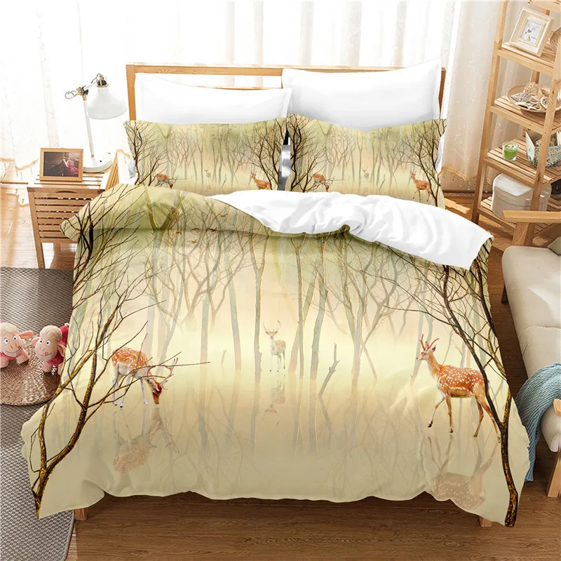 

Creative Elk Bedding Set Duvet Cover Set 3d Bedding Digital Printing Bed Linen Queen Size Bedding Set Fashion Design