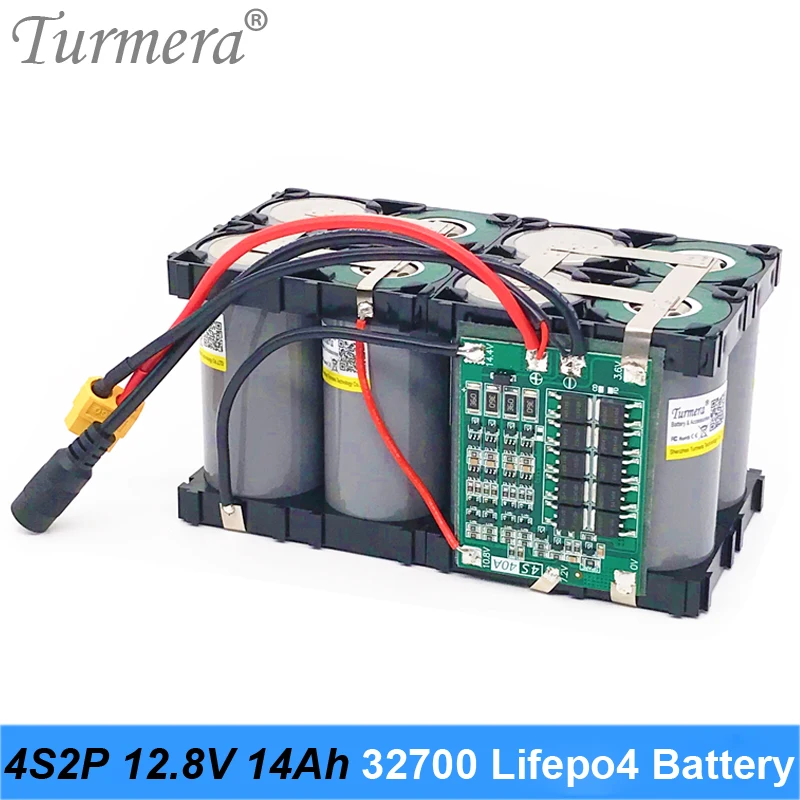 32700 Lifepo4 Battery Pack 4S2P 12.8V 14Ah with 4S 40A Balanced BMS for Electric Boat and Uninterrupted Power Supply 12V Turmera |