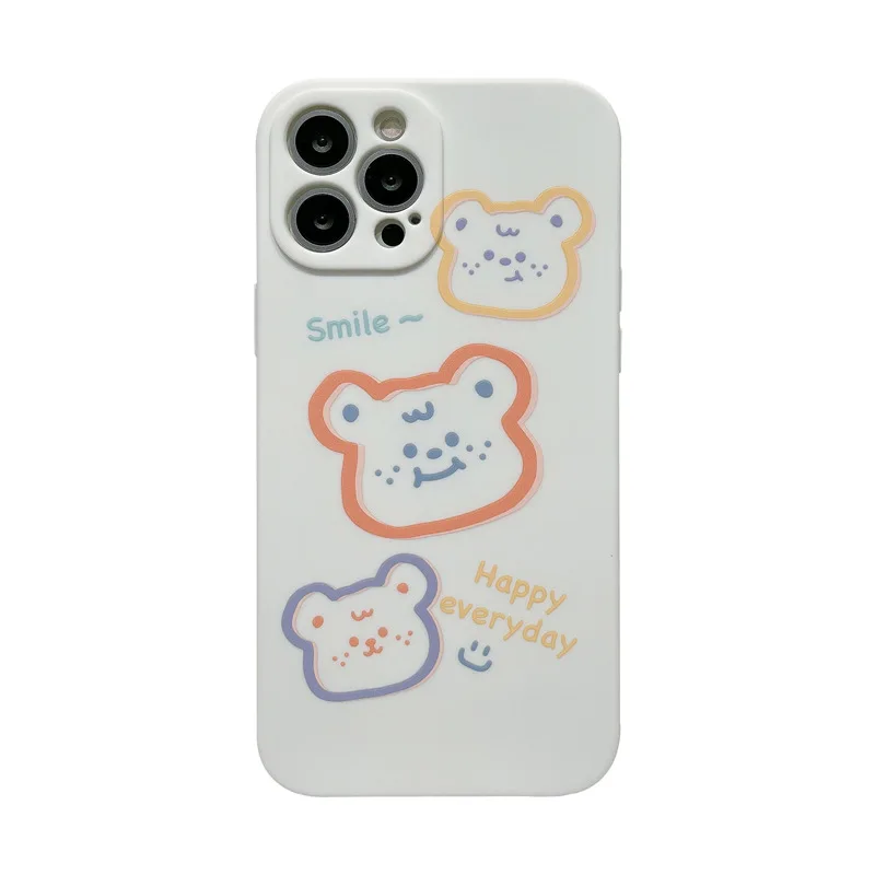 

Bear painted silicone phone case is suitable for iPhone11 12Pro Max mini X XR XS XSMax 8 7PluS anti-drop protective back cover