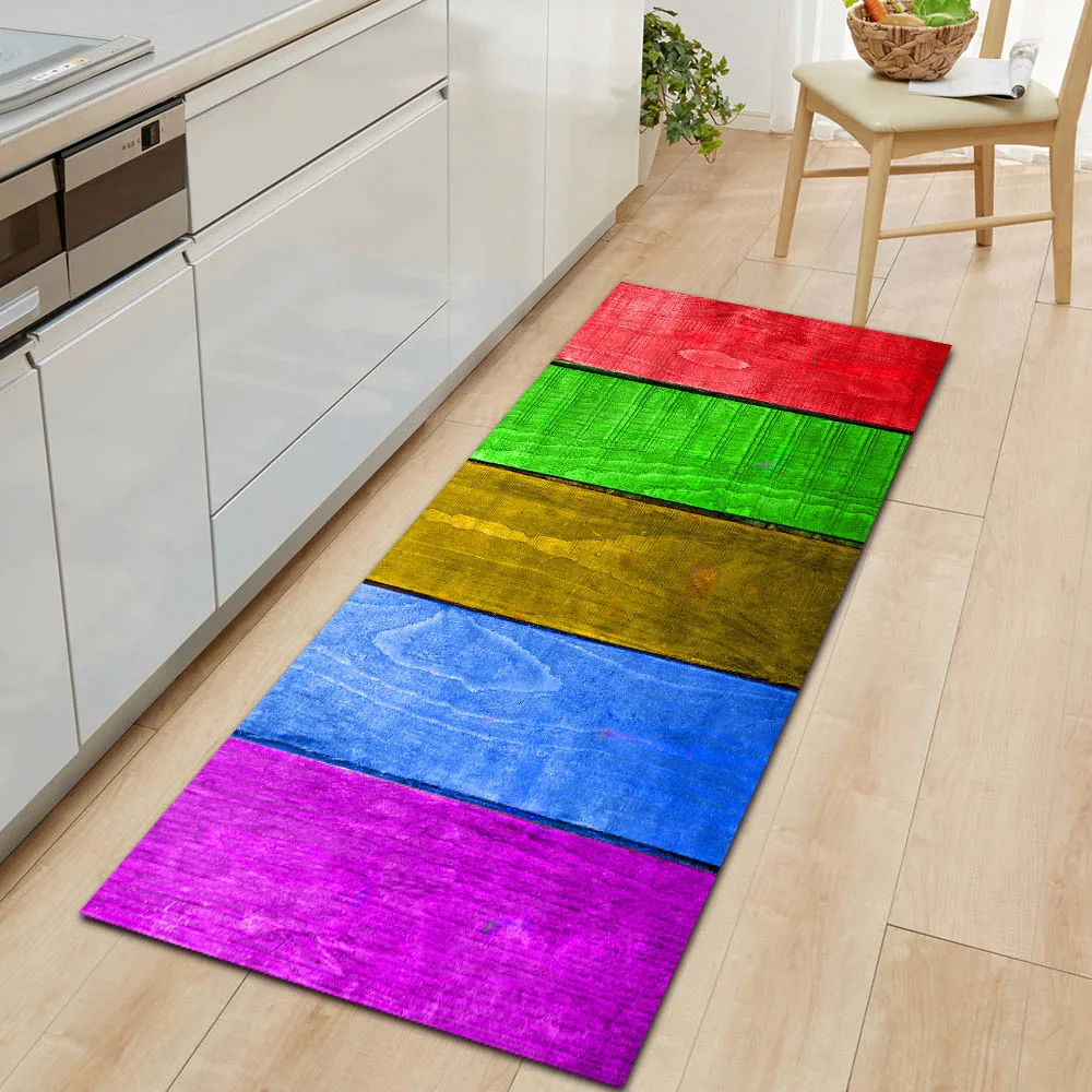 Горячая Стиль современные древесины Кухня Дверной Коврик Non-Slip прямоугольный