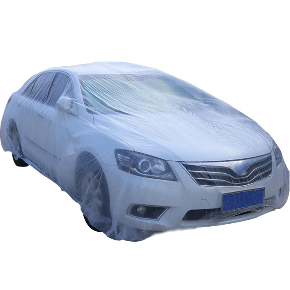 

Car Cover Disposable With Elastic Band Seamless Light Weight Dustproof Plastic Material Durable Waterproof Separate Package