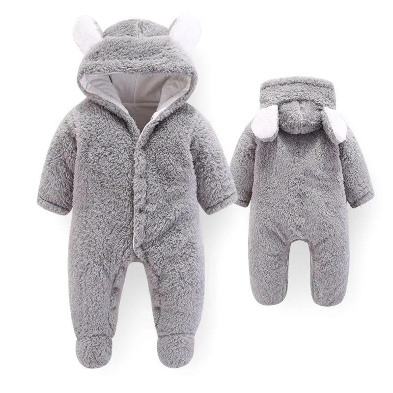 

Unisex Baby Rompers Boys Girls Fleece Hooded Winter Fleece Jumpsuit Soft Cute Coats Newborn Infant Bodysuit