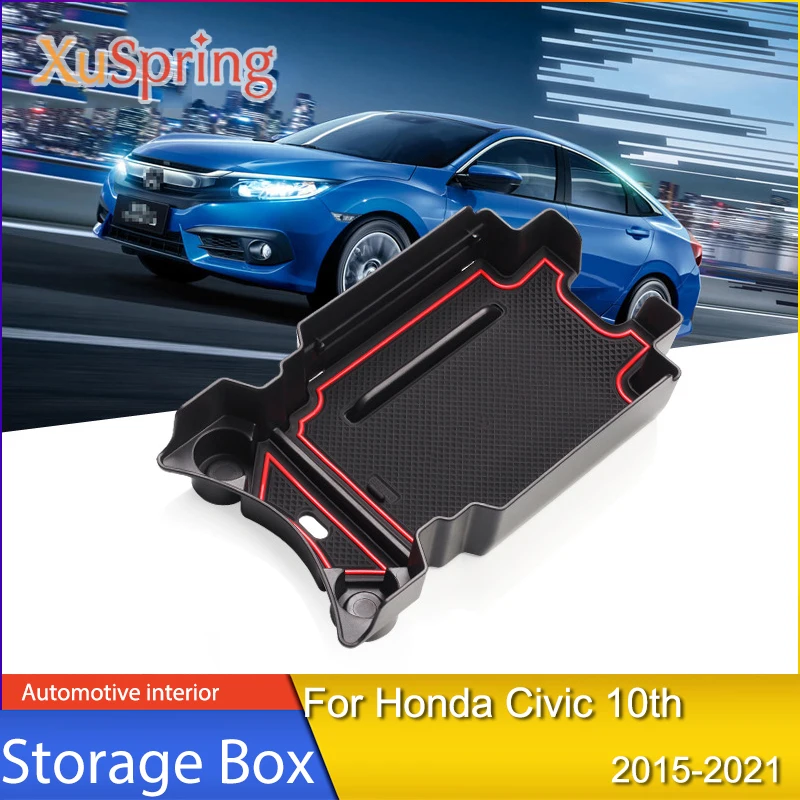 

For Honda Civic 10th 2015 2016 2017 2018 2019 2020 2021 Console car armrest central storage box container glove organizer Case