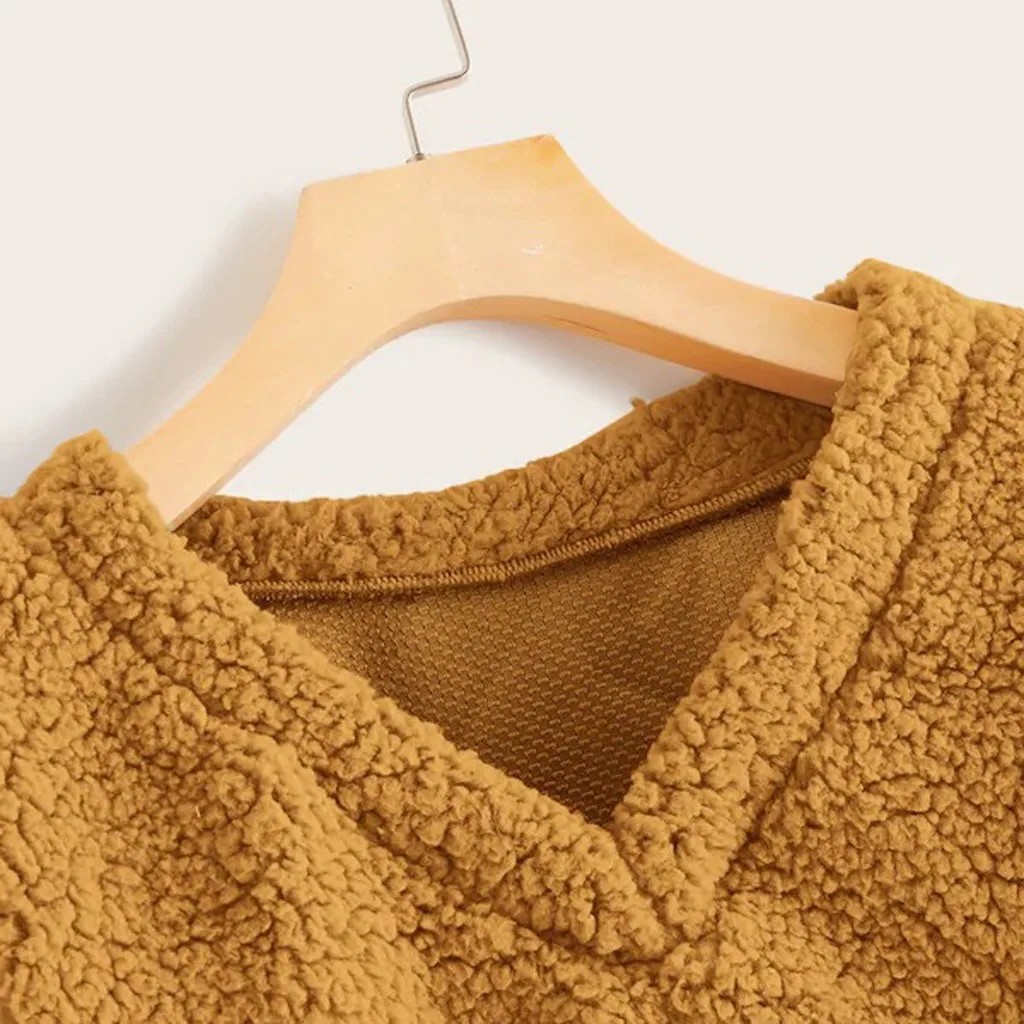 Kawaii moletom feminino sudadera mujer Модный свитшот Женский Повседневный свободный длинный рукав однотонный свитшот с v-образным вырезом
