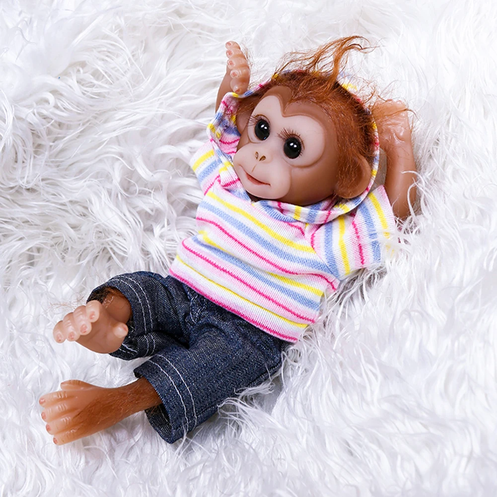 

26cm Gift 3D Eyes Realistic Monkey Child Baby Simulation Soft Mini Toy Silicone Handmade Cute Lifelike Reborn Doll