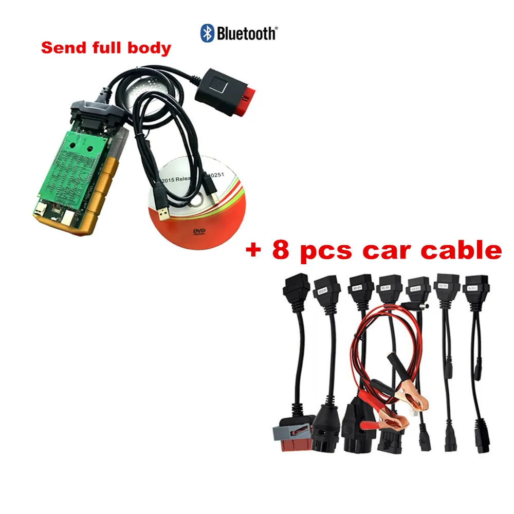 Obd сканер для delicht 201503R3 keygen bluetooth с nec Реле vd ds150e CDP + 8 шт. автомобильных кабелей на