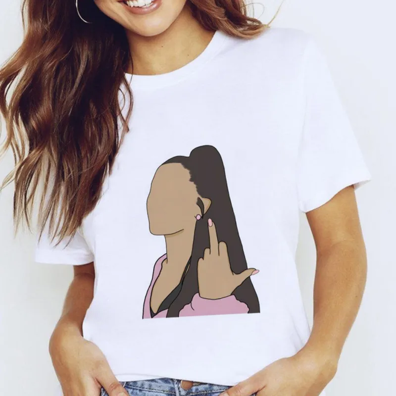 

Ariana Grande Positions Pattern Print Tshirt Summer Short-sleeved Cartoon kawaii Harajuku Female Clothing Woman Hip-hop Top Tees