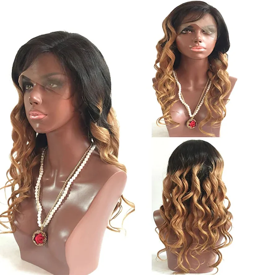 

Human Hair Glueless Lace Front Lace Front Wig style Brazilian Hair Body Wave Wig 130% Density with Baby Hair Ombre Hair Wig