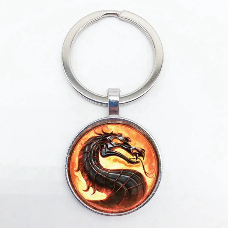 Новый злой брелок в виде дракона Mortal Kombat высококачественный круглый стеклянный