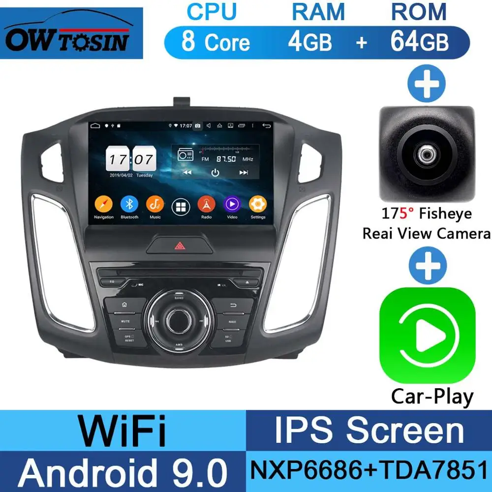 Fisheye Carplay n A " ips 1920*1080 8 ядерный 4G+ 64G Android 9,0 автомобильный dvd-плеер для Ford Focus 2012 2013 DSP радио gps Parrot BT - Цвет: Fisheye Carplay n A