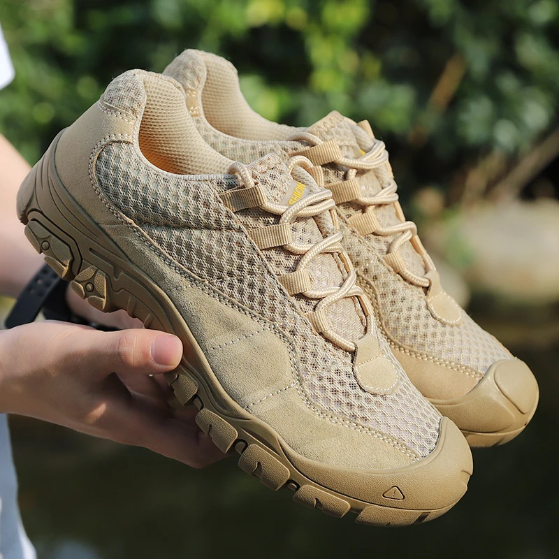 

Outdoor Men Hiking Shoes Mesh Breathable Tactical Combat 2020 New Army Boots Desert Training Sneakers Anti-Slip Trekking Shoes