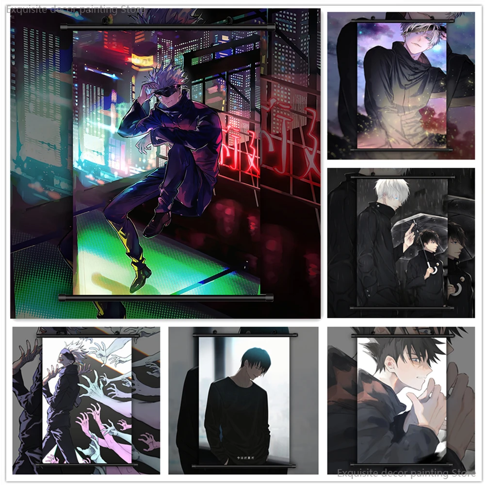 

Manga Wall Art Print Canvas Painting Jujutsu Kaisen Satoru Gojou Fushigura Megumi Anime Pictures Home Decor Pictures Room Wall
