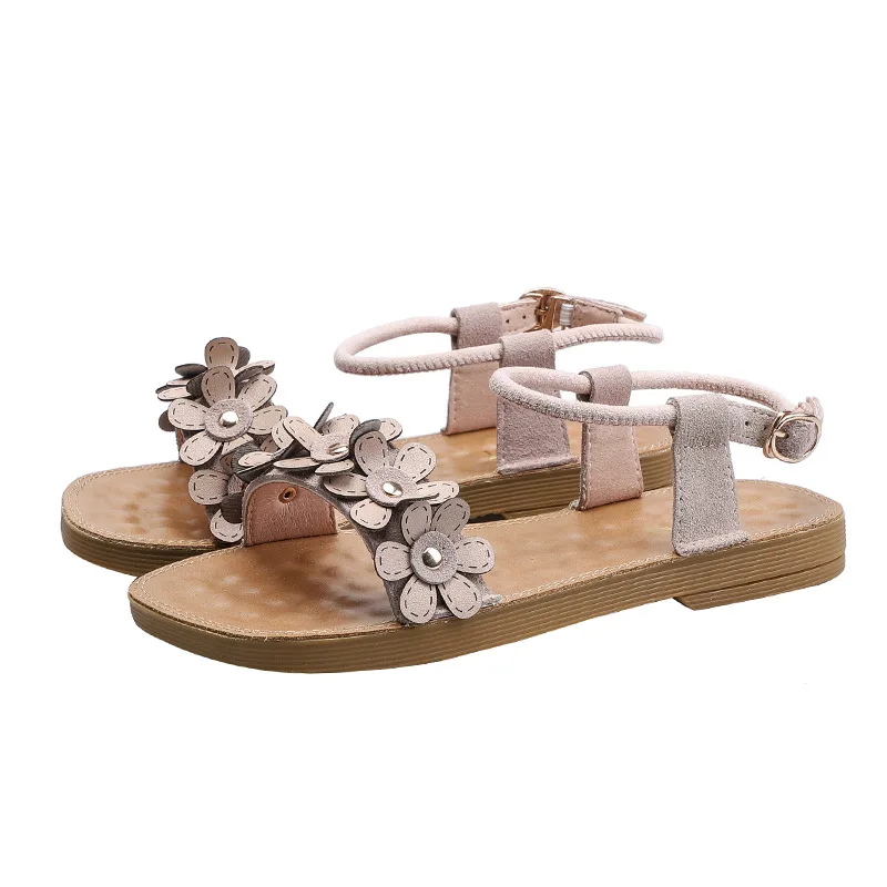 

New Fashion Women Sandals Low Heel Flower Sandal Back Strap Summer Shoes Gladiator Casual Sandal Zapatos Mujer Shoes Size 35-43
