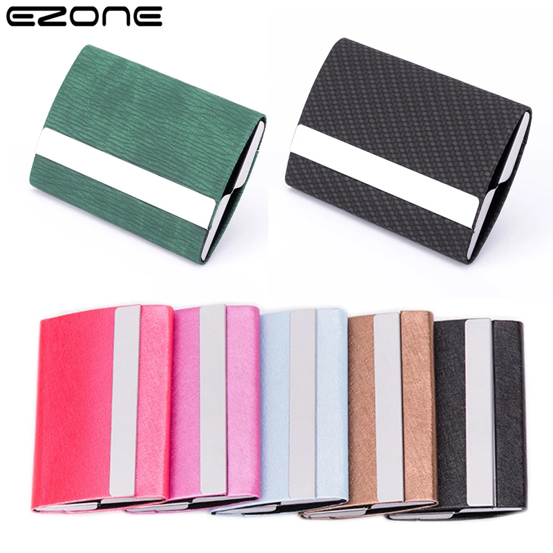 EZONE Business Card Case Double Sided PU Leather Store 25 Business Cards Fashion Credit Card Holder High Quality Friend Gift