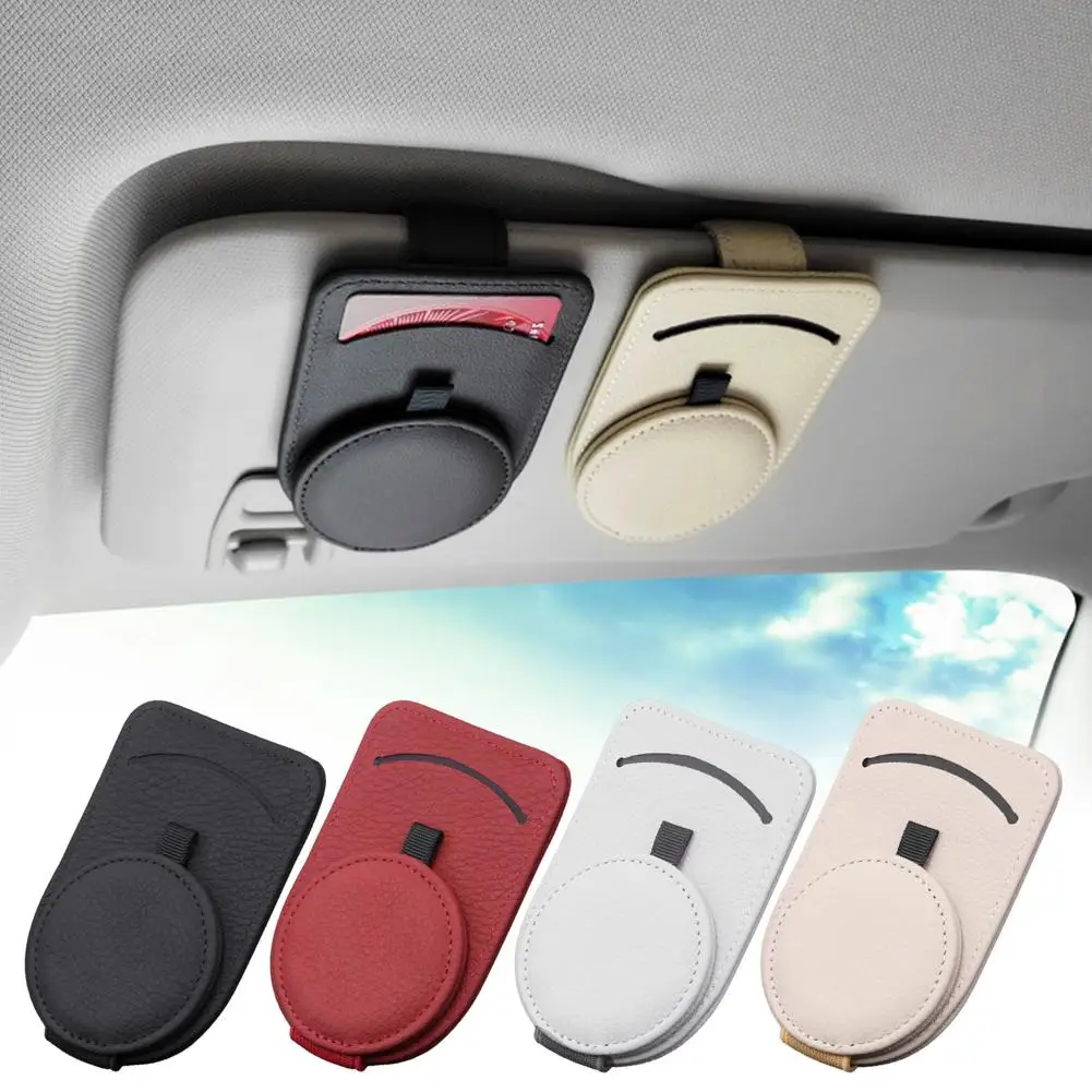 

Автомобильный козырек, держатель для солнцезащитных очков, Магнитный кожаный многофункциональный для карт, очков и чеков, автомобильный со...