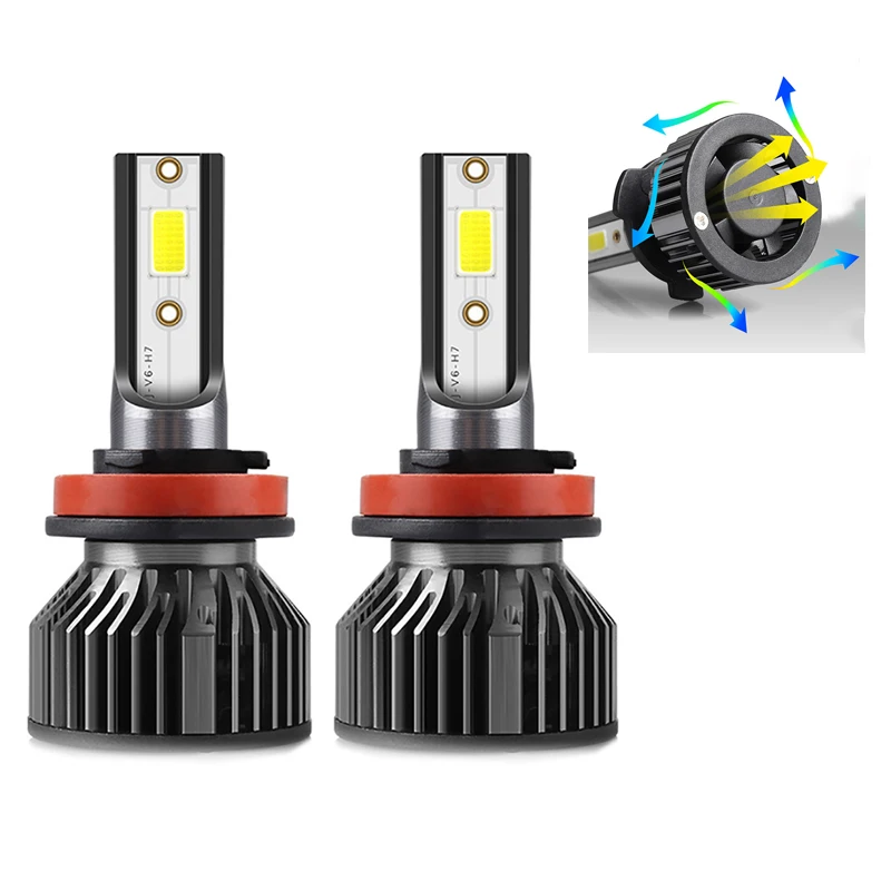 

2Pcs S6 Car LED Headlight 6000LM 6000K High Brightness Headlight H1, H3, 880/881/H27, H7, H11/H8/H9, Universal Fog Lamp