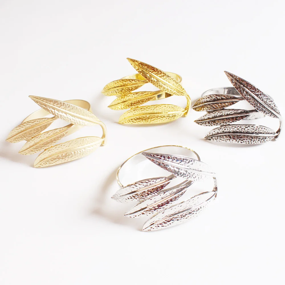 

10pcs/lot Simple leaf napkin ring metal napkin ring suitable for wedding holiday party decorations