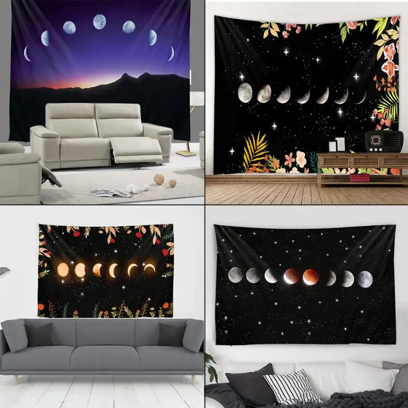 150 см * 130 фаза Луны и цветок гобелен настенный Декор для дома фоновая ткань