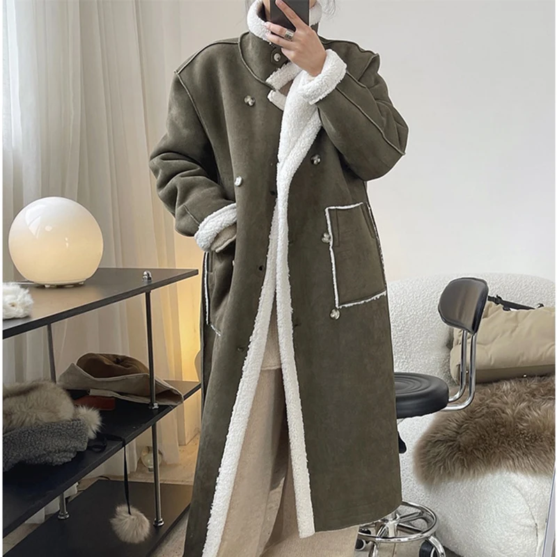 Женское зимнее меховое пальто из овечьей шерсти цельная одежда двух предметов