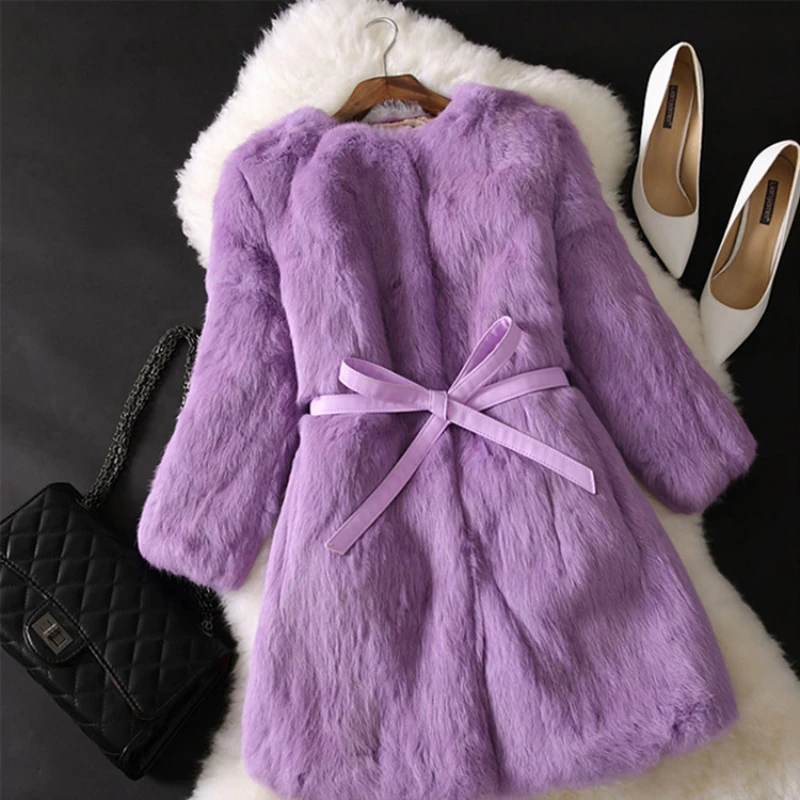 Женское меховое пальто теплое зимнее с кроличьим мехом D190828 2019 | Женская одежда