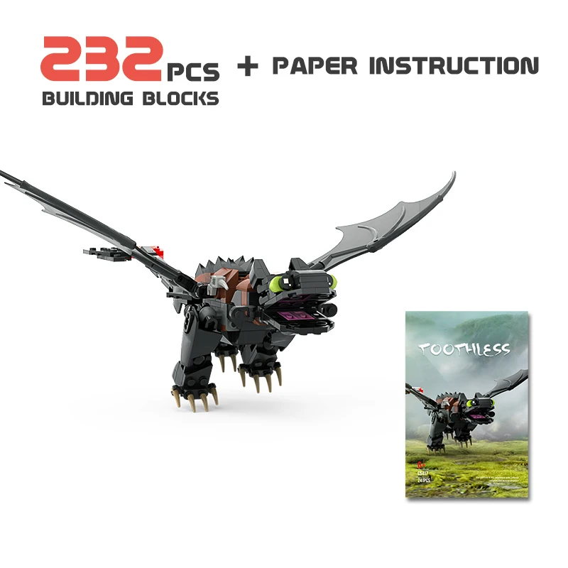 

2021 How To Trains Your Dragons Movie Figures Toothless Bricks Black Dragon Model Building Blocks Children's Toys Kid's Gift