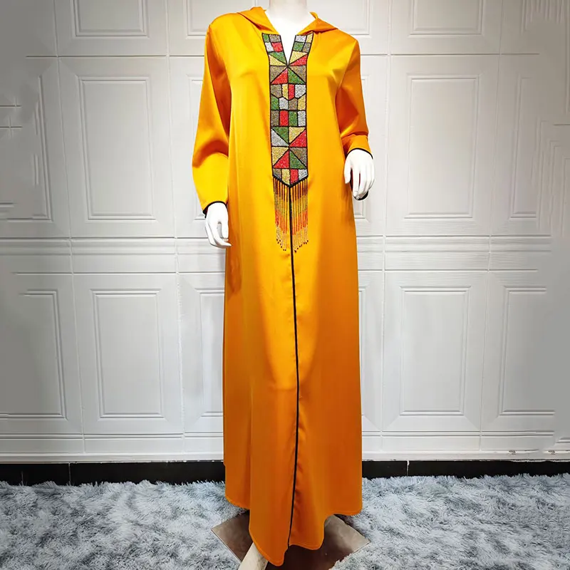 Muslim Women's Robe 2021 Autumn Wwinter Maxi Hooded Long Sleeve Jalabia Dubai Arabic Kaftan Evening Dress Islamic Closed Abaya